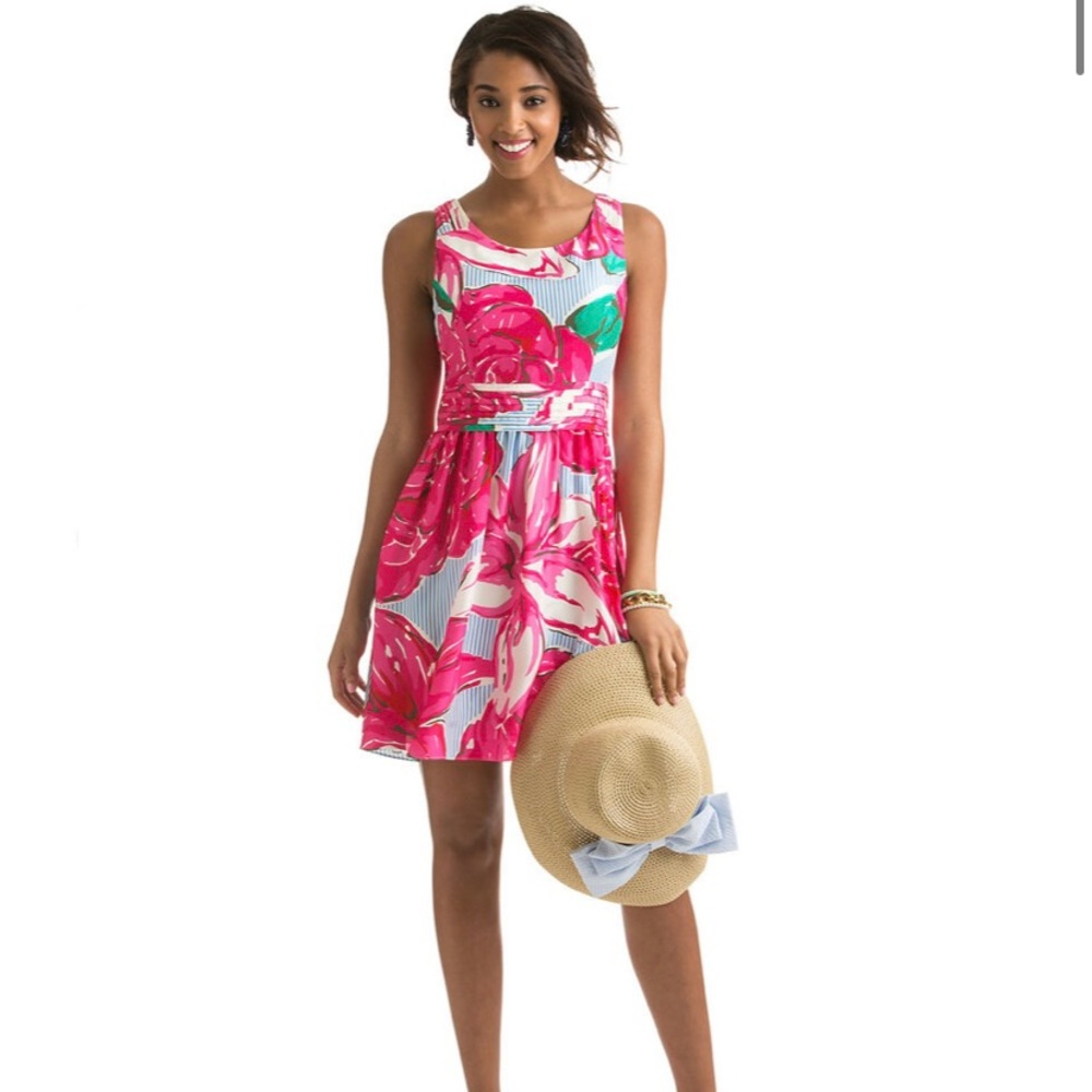 Vineyard Vines Run For The Roses Printed Derby Dress